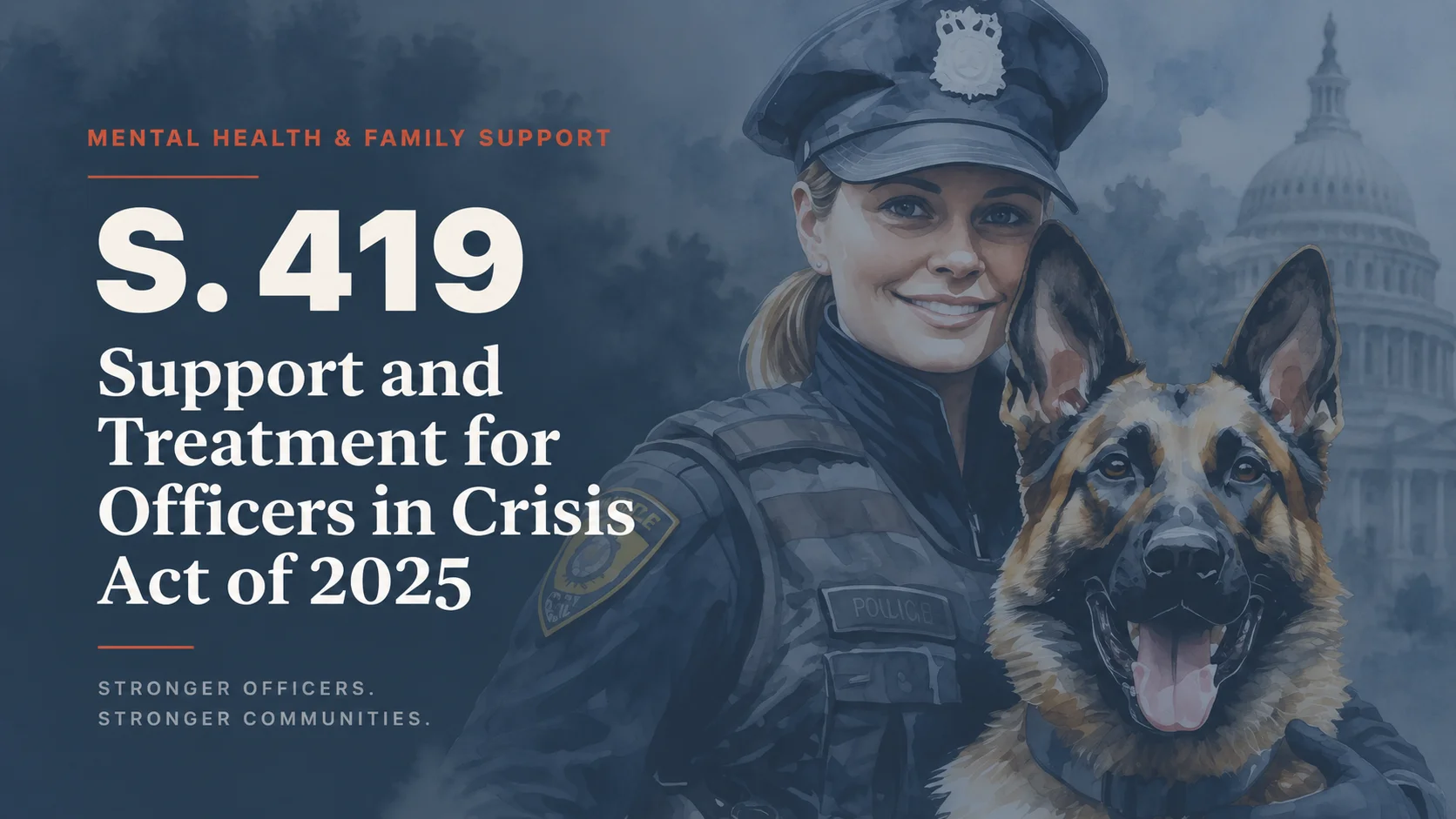 Illustration of a police officer and police dog